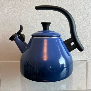 Le Creuset 1.6 Qt Whistling Tea Kettle Cobalt Blue Grandmillennial Coastal Chic